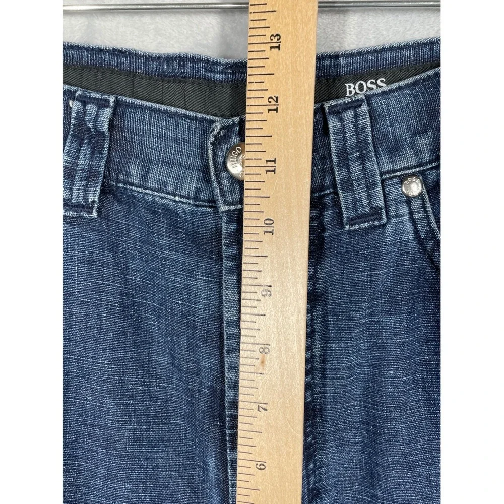Hugo Boss Alabama Straight Leg Jeans Mens 30x34 Dark Wash Cotton Linen Blend